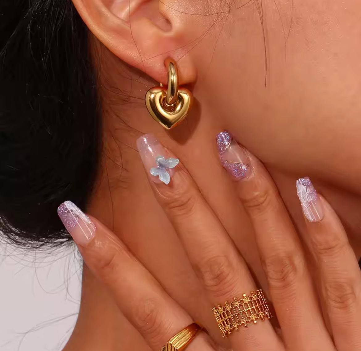 Hearts – zlaté náušnice