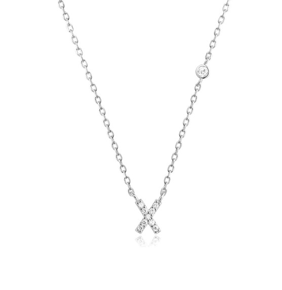 Juno - Náhrdelník s krystalovým písmenem z nerezové oceli
