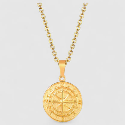 Stylový náhrdelník s kruhovým kompasovým přívěskem