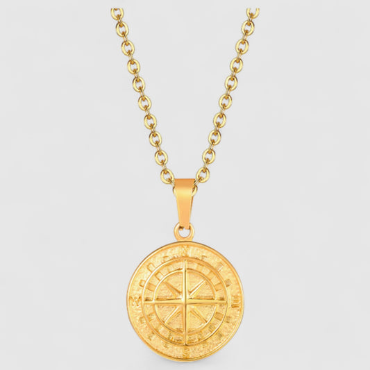 Stylový náhrdelník s kruhovým kompasovým přívěskem