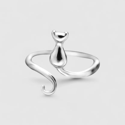 Nerezový prsten s roztomilou kočkou